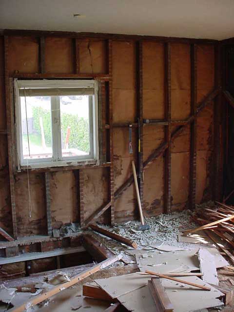 Plaster and lath removed