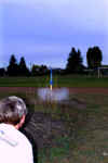 At a safe distance from the launch pad, and with a traditional countdown the button is pressed and the missile is launched